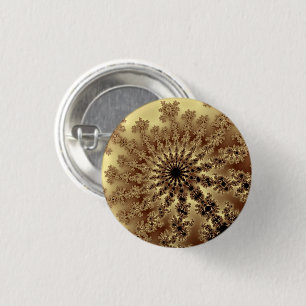 Custom Gold Fractal Burst Small Round Button
