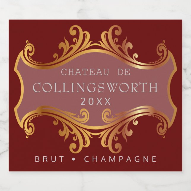 Custom Gold Full Size  Sparkling Wine Label (Single Label)