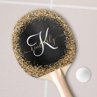Custom Gold Glitter Black Sparkle Monogram