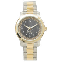 Custom Gold Glitter Black Sparkle Monogram