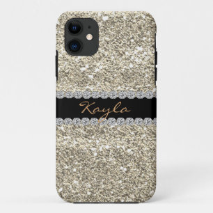 Custom GOLD GLITTER Bling I PHONE 5 iPhone 11 Case