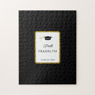 Custom Gold Glitter Graduation Puzzle Guest Book