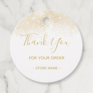 Custom Gold Glitter Order Thank You Favour Tags