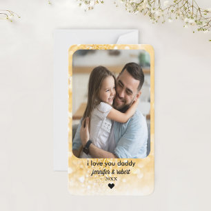 Custom Gold Glitter Photo Card   Father's Day Card