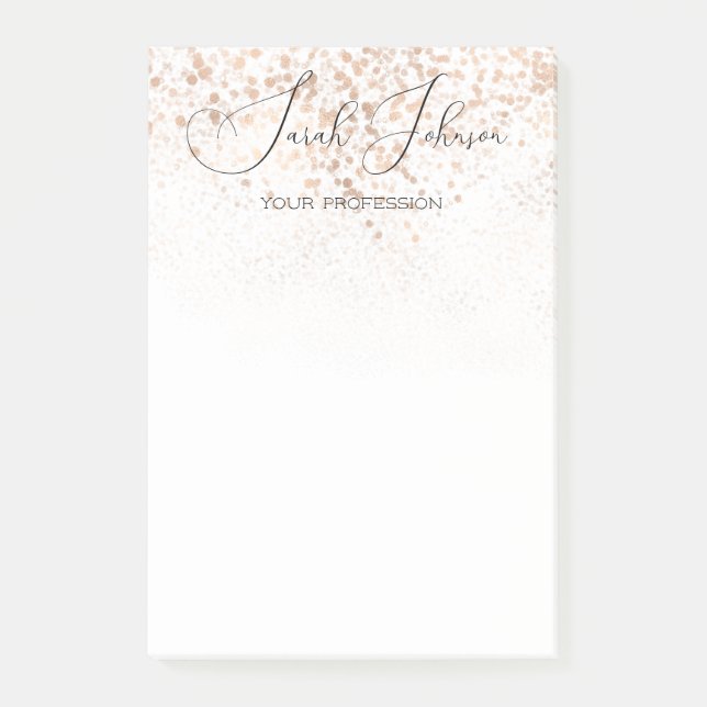 Custom Gold Glitter Post-it Notes (Front)