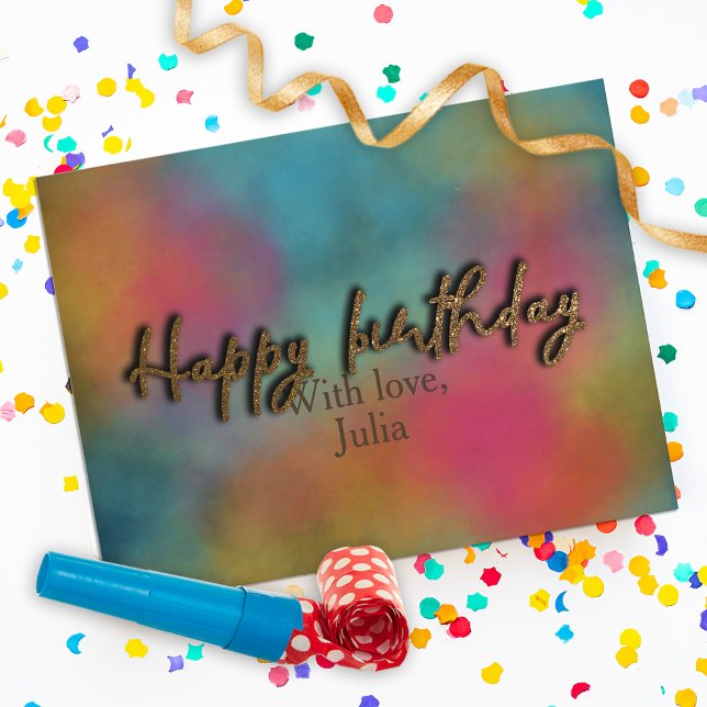 Custom Gold Glitter Trendy Script Happy Birthday  Postcard (Creator Uploaded)