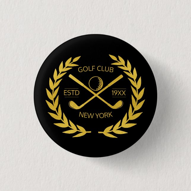 Custom Gold Golf Club Elegant Minimal Modern  3 Cm Round Badge (Front)