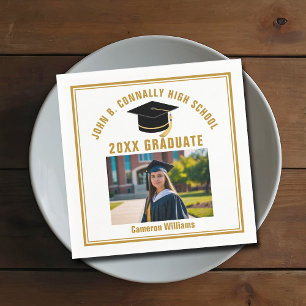 Custom Gold Graduate Photo 2026 Graduation Party Napkin
