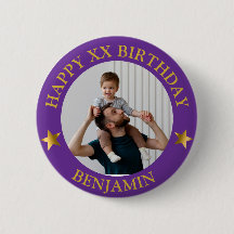  Custom Gold Happy Birthday Photo and Age