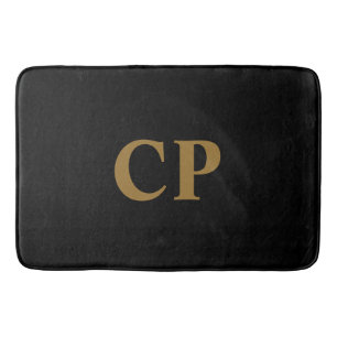 Custom Gold Initial Bath Mat