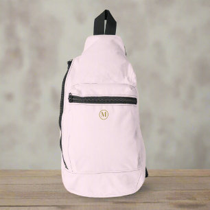 Custom Gold Initial l Girly Clean Blush Pink Sling Bag