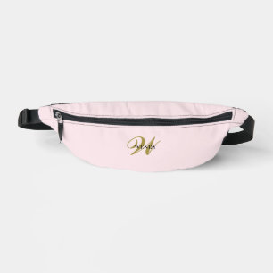 Custom Gold Initial l Stylish Girly Blush Pink Bum Bags