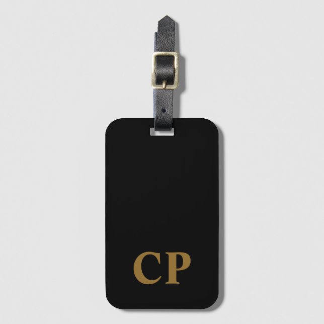 Custom Gold Initial Luggage Tag (Front Vertical)