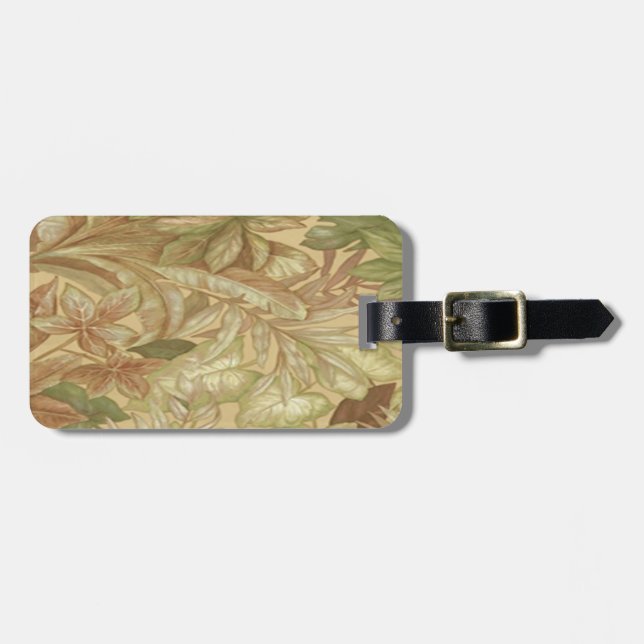 Custom Gold Leaves Luggage Tag (Front Horizontal)