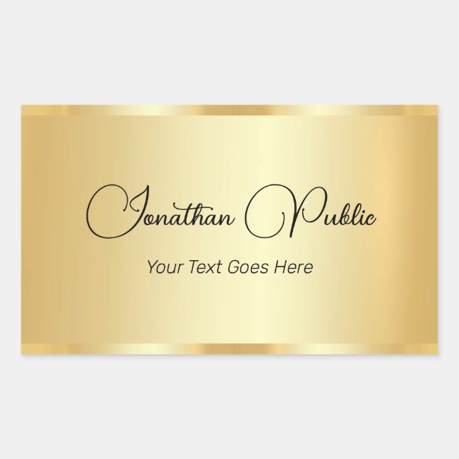 Custom Gold Look Calligraphy Hand Script Template Rectangular Sticker (Front)