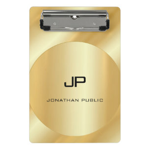 Custom Gold Look Elegant Modern Monogram Template Mini Clipboard