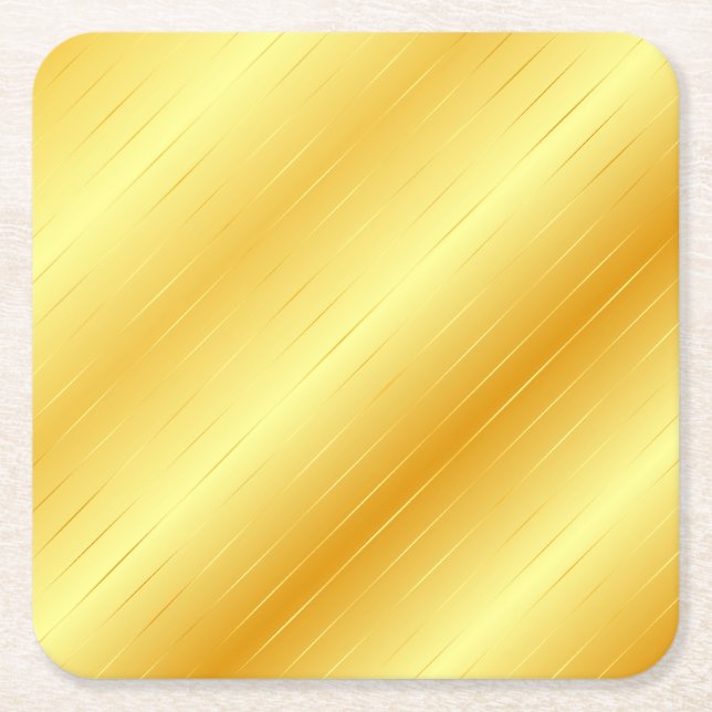 Custom Gold Look Elegant Modern Trendy Template Square Paper Coaster (Front)