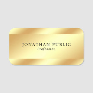 Custom Gold Look Elegant Simple Modern Template Name Tag