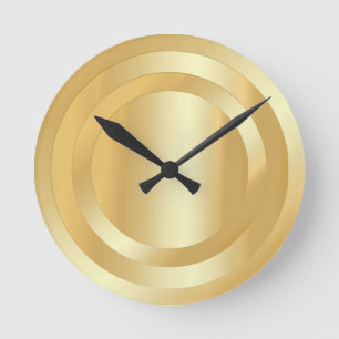 Custom Gold Look Glamourous Trendy Elegant Templat Round Clock
