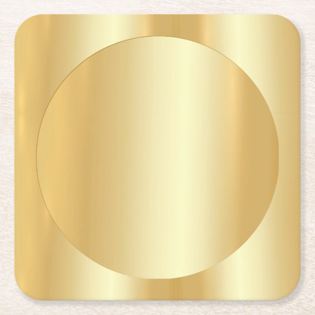 Custom Gold Look Trendy Modern Blank Template Square Paper Coaster (Front)