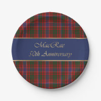 Custom Gold MacRae Clan Tartan Plaid Paper Plate