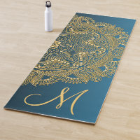 Custom Gold Mandala Art Pattern On Teal Blue