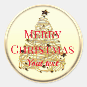 Custom Gold Merry Christmas Classic Round Sticker
