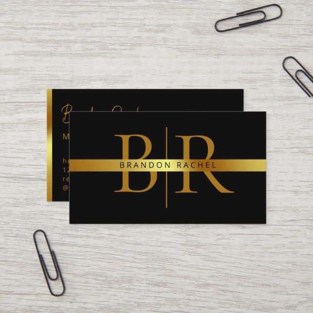 Custom Gold Modern Elegant Professional qr code Business Card (Front/Back In Situ)