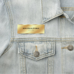 Custom Gold Modern Elegant Template Professional Name Tag