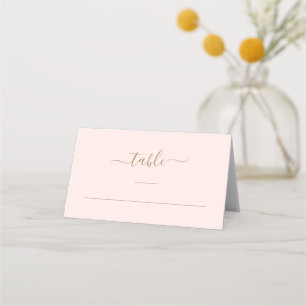 Custom Gold Monogram Blush Elegant Wedding Place Card