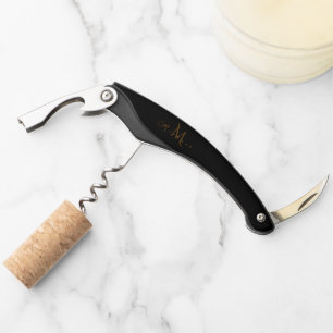 Custom Gold Monogram Corkscrew Elegant Wine Opener