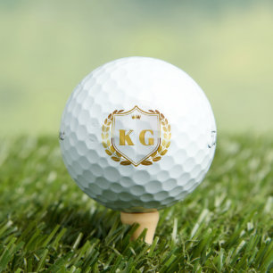 Custom Gold Monogram Crest Golf Balls