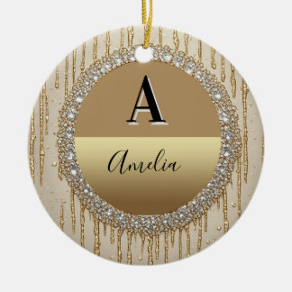 Custom Gold Monogram Gift For Wedding And Events Ceramic Tree Decoration