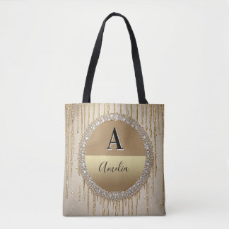 Custom Gold Monogram Gift For Wedding And Events Tote Bag