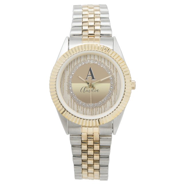 Custom Gold Monogram Gift For Wedding And Events Watch (Front)