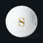 Custom Gold Monogram Name Initial  Golf Ball<br><div class="desc">Custom golf balls personalised with your name and unique monogram. Click Customise It to edit fonts and colours or add your own text and images to create a unique one of a kind gift. Easy to customise. Golf in style. Get yours today!</div>
