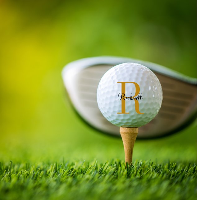 Custom Gold Monogram Name Initial  Golf Ball (Creator Uploaded)