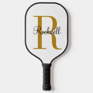 Custom Gold Monogram Name Initial Pickleball Paddle