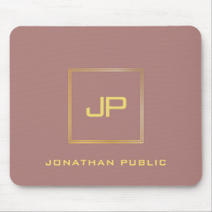 Custom Gold Monogram Template Elegant Modern Mouse Pad