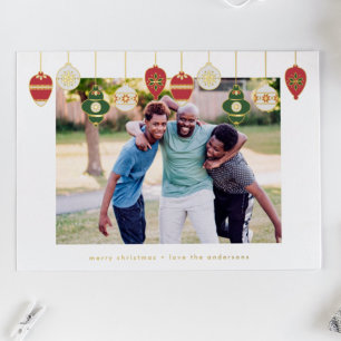 custom gold outlined ornaments red green photo