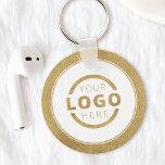 Custom Gold Promotional Business Logo Branded Key Ring<br><div class="desc">Easily personalise this coaster with your own company logo or custom image. You can change the background colour to match your logo or corporate colours. Custom branded keychains with your business logo are useful and lightweight giveaways for clients and employees while also marketing your business. No minimum order quantity. Design...</div>