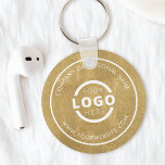 Custom Gold Promotional Business Logo Branded Key Ring<br><div class="desc">Easily personalise this coaster with your own company logo or custom image. You can change the background colour to match your logo or corporate colours. Custom branded keychains with your business logo are useful and lightweight giveaways for clients and employees while also marketing your business. No minimum order quantity. Bring...</div>