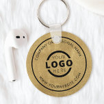 Custom Gold Promotional Business Logo Branded Key Ring<br><div class="desc">Easily personalise this coaster with your own company logo or custom image. You can change the background colour to match your logo or corporate colours. Custom branded keychains with your business logo are useful and lightweight giveaways for clients and employees while also marketing your business. No minimum order quantity. Bring...</div>