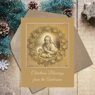 Custom Gold Religious Christian Christmas Nativity Holiday Postcard