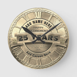 Custom Gold Retirement Award Round Clock