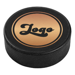 Custom Gold Round Business Logo Branded Black Hockey Puck
