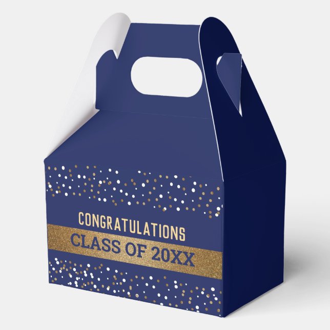 Custom Gold Royal blue Graduate Class Year Favour Box (Front)
