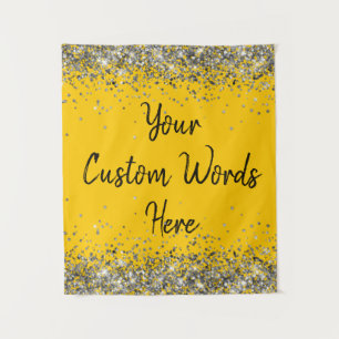 Custom Gold Silver Black Birthday Party Photobooth Tapestry