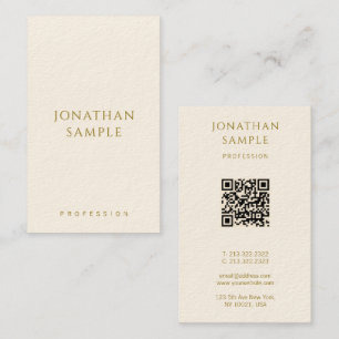 Custom Gold Text QR Code Template Modern Vertical Business Card