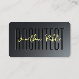 Custom Gold Text Script Architect Black & Grey Business Card